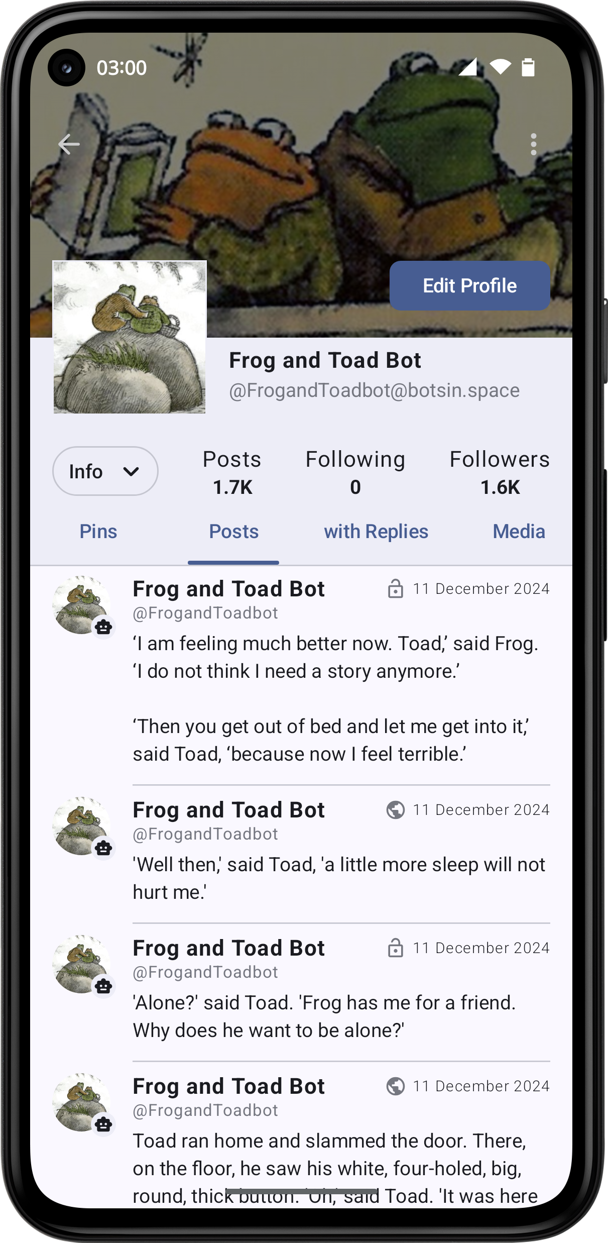 Screenshot of the apps profile viewing page